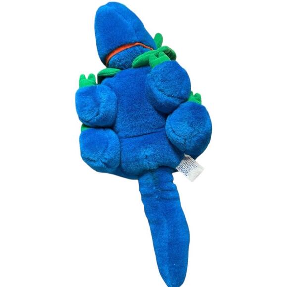 Malibu Fun Stuffed! Vintage Triceratops Blue Green Dinosaur Stuffed Animal Plush - Picture 8 of 10